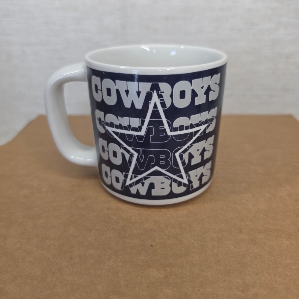Vintage 1997 Dallas Cowboys NFL Coffee Mug Russ Berrie Star Logo Navy White